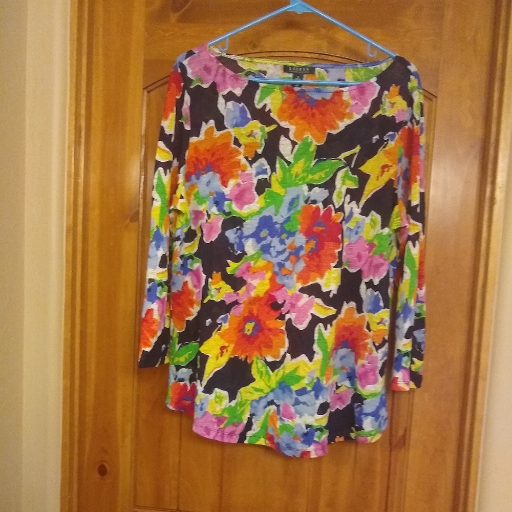 Ralph Lauren bright floral 3/4 sleeve